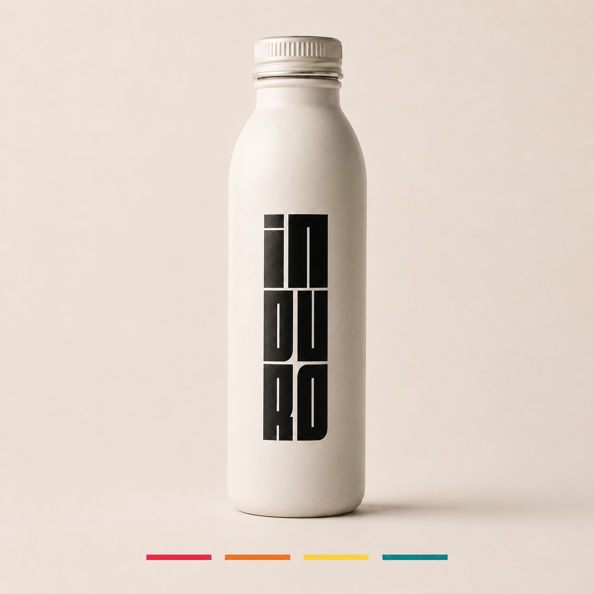 Cold matte off-white INDURO aluminum bottle with condensation